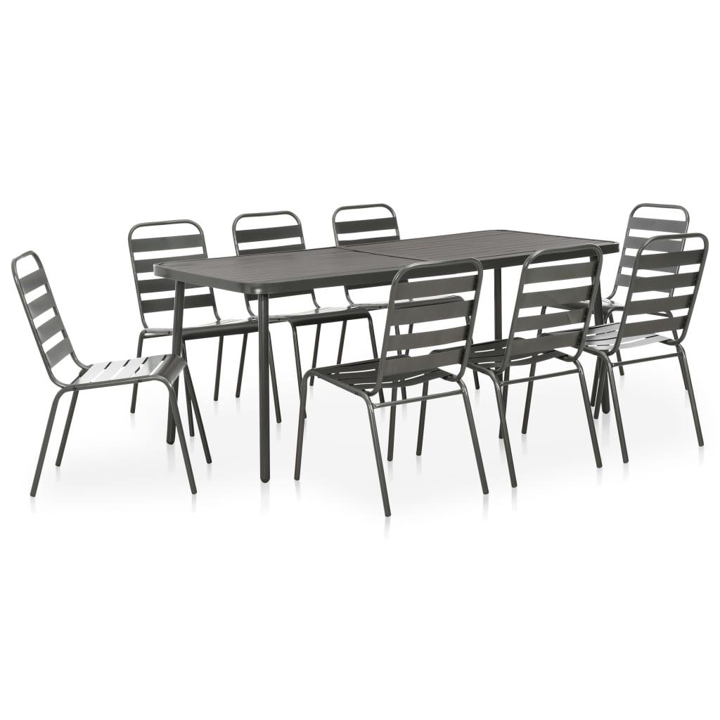 9 Piece Patio Dining Set Steel Dark Gray at Set Shop and Smile