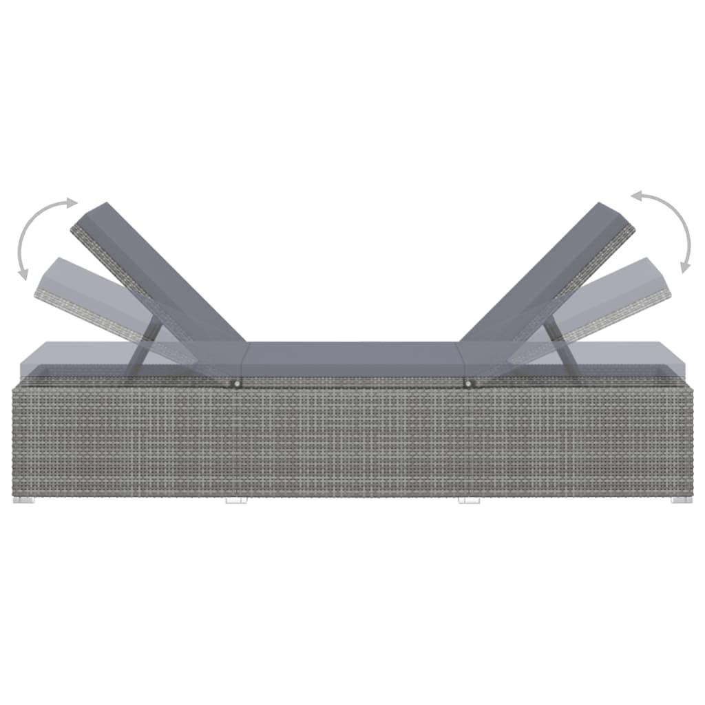 Sun Lounger with Cushion Poly Rattan Gray at Set Shop and Smile