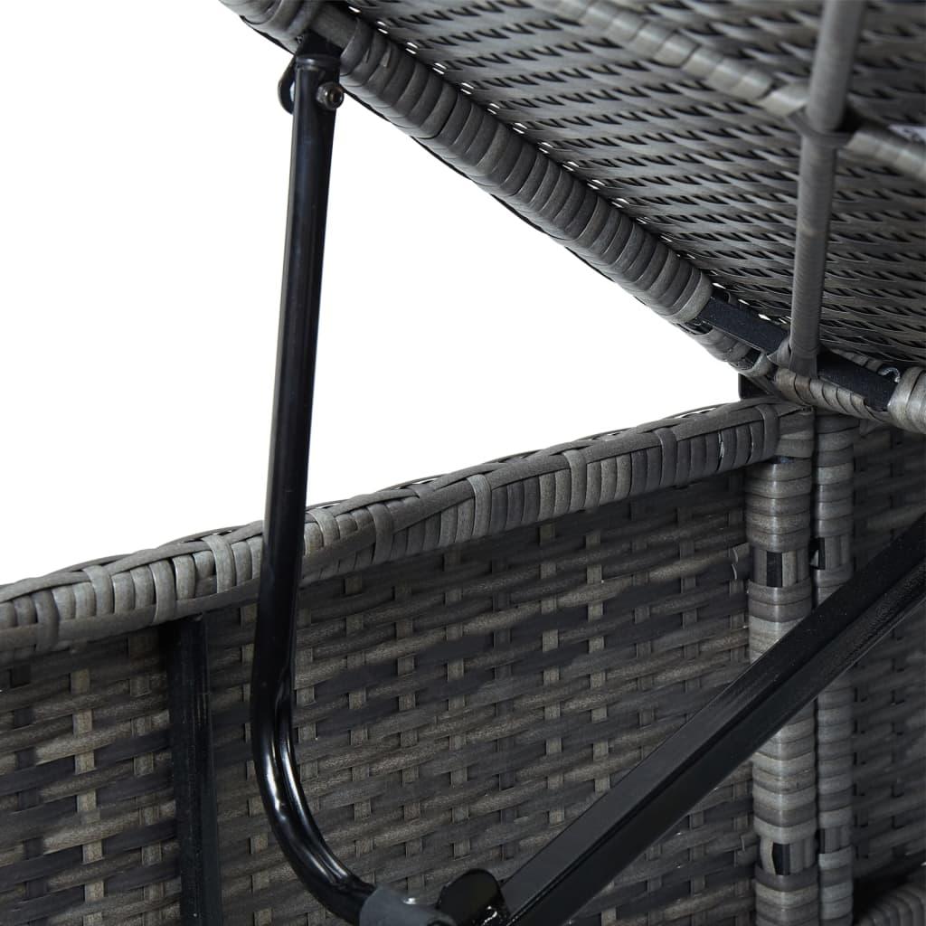 Sun Lounger with Cushion Poly Rattan Gray at Set Shop and Smile