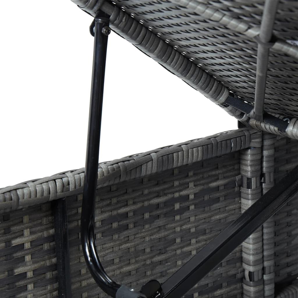 Sun Lounger with Cushion and Tea Table Poly Rattan Gray at Set Shop and Smile