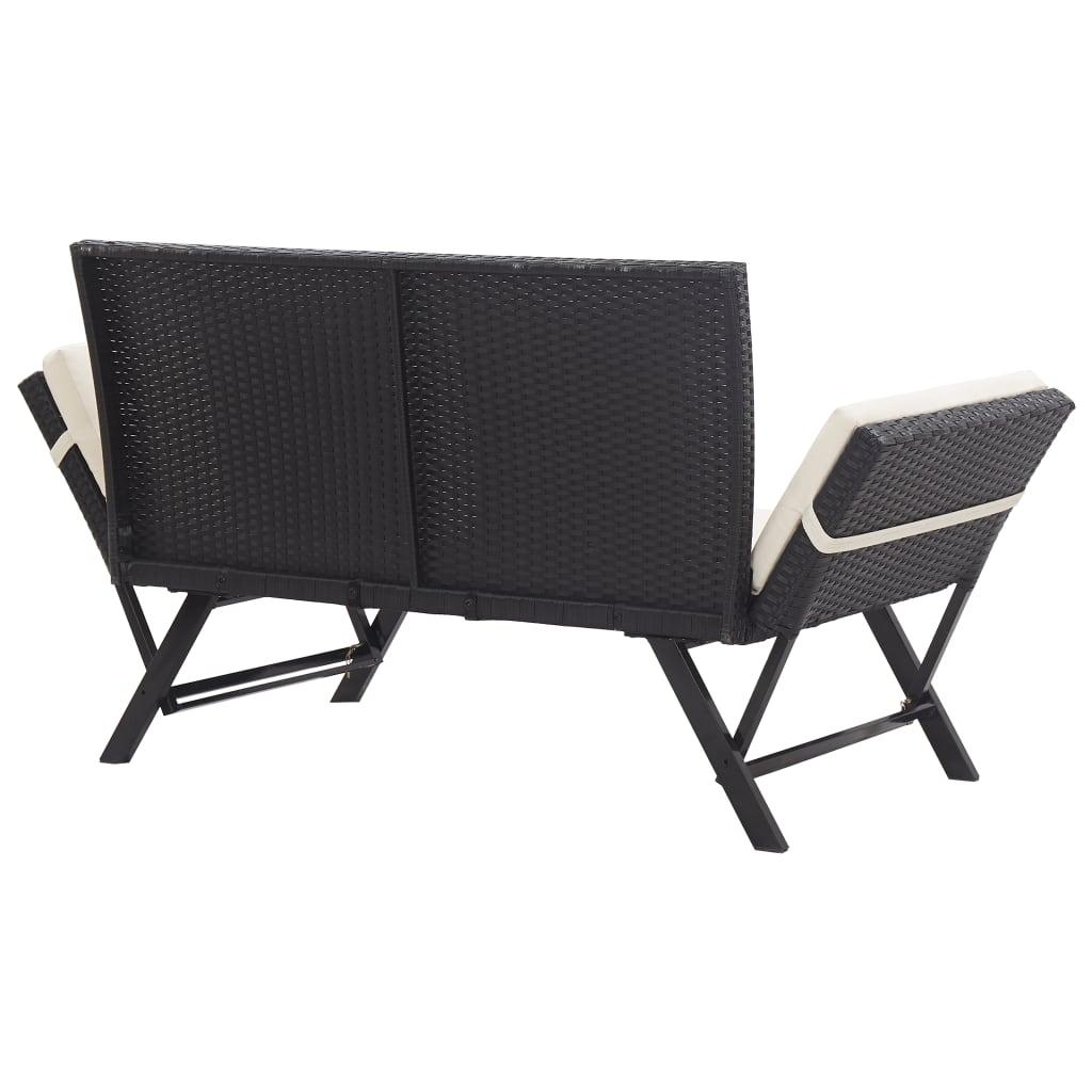 Patio Bench with Cushions 69.3" Black Poly Rattan at Set Shop and Smile