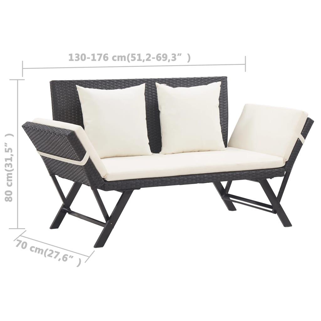 Patio Bench with Cushions 69.3" Black Poly Rattan at Set Shop and Smile