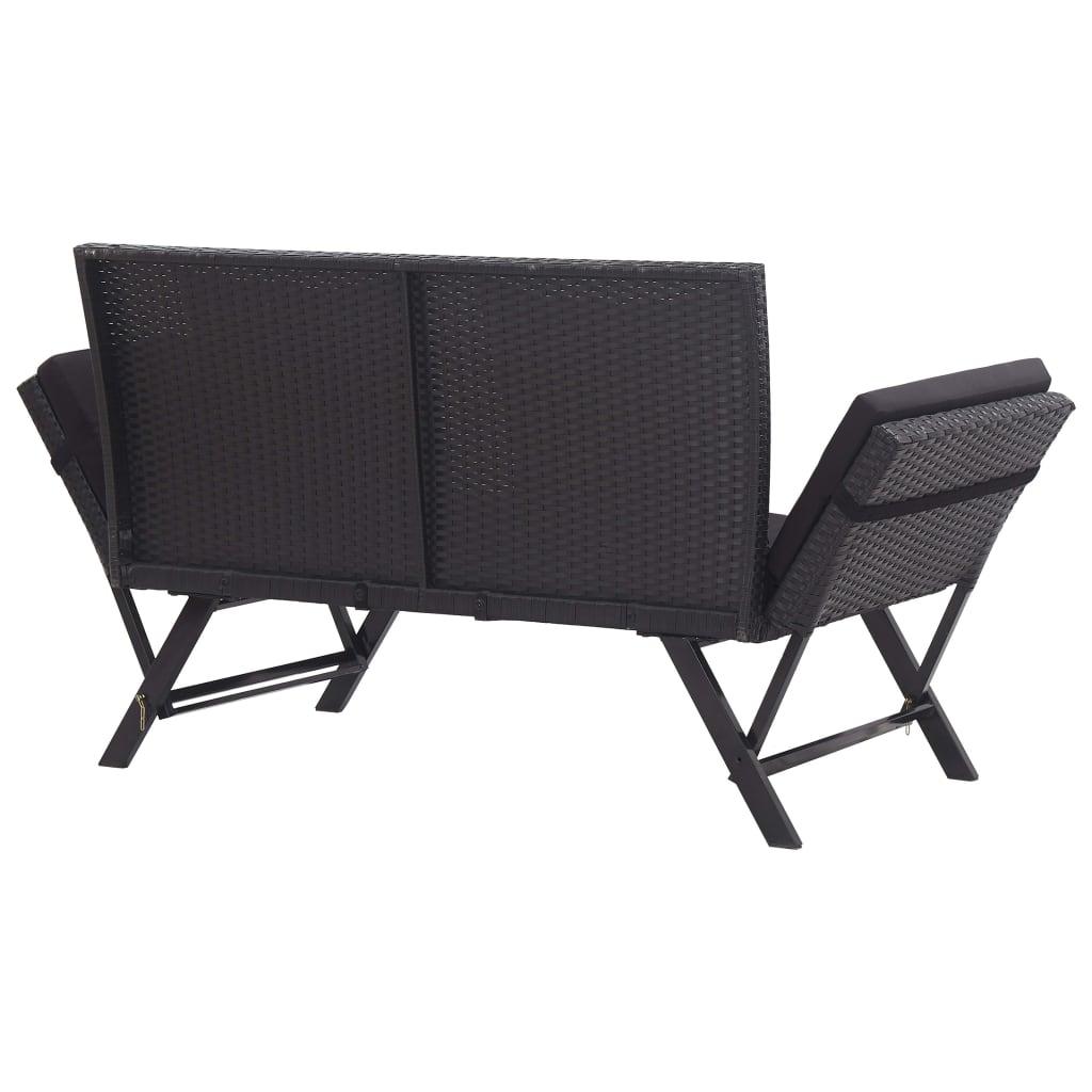 Patio Bench with Cushions 69.3" Black Poly Rattan at Set Shop and Smile