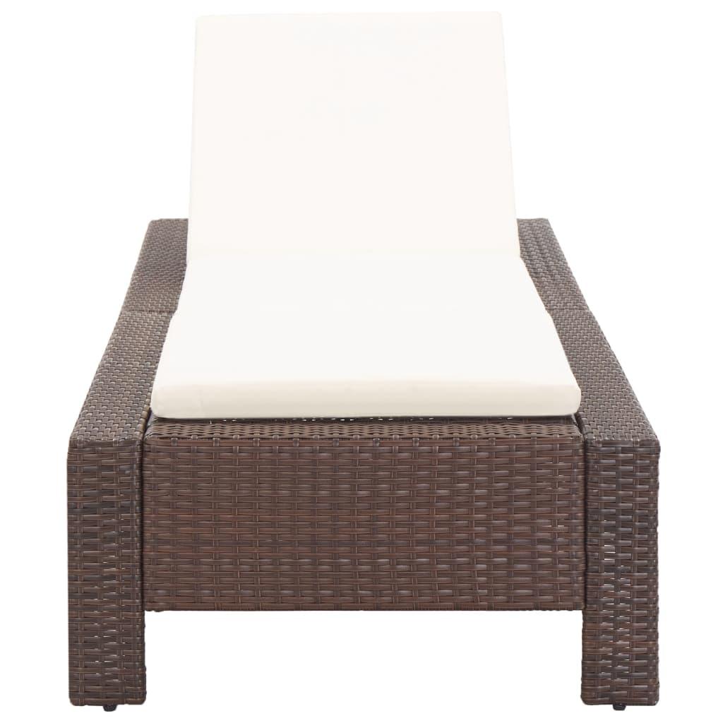 Sunbed with Cushion Brown Poly Rattan at Set Shop and Smile