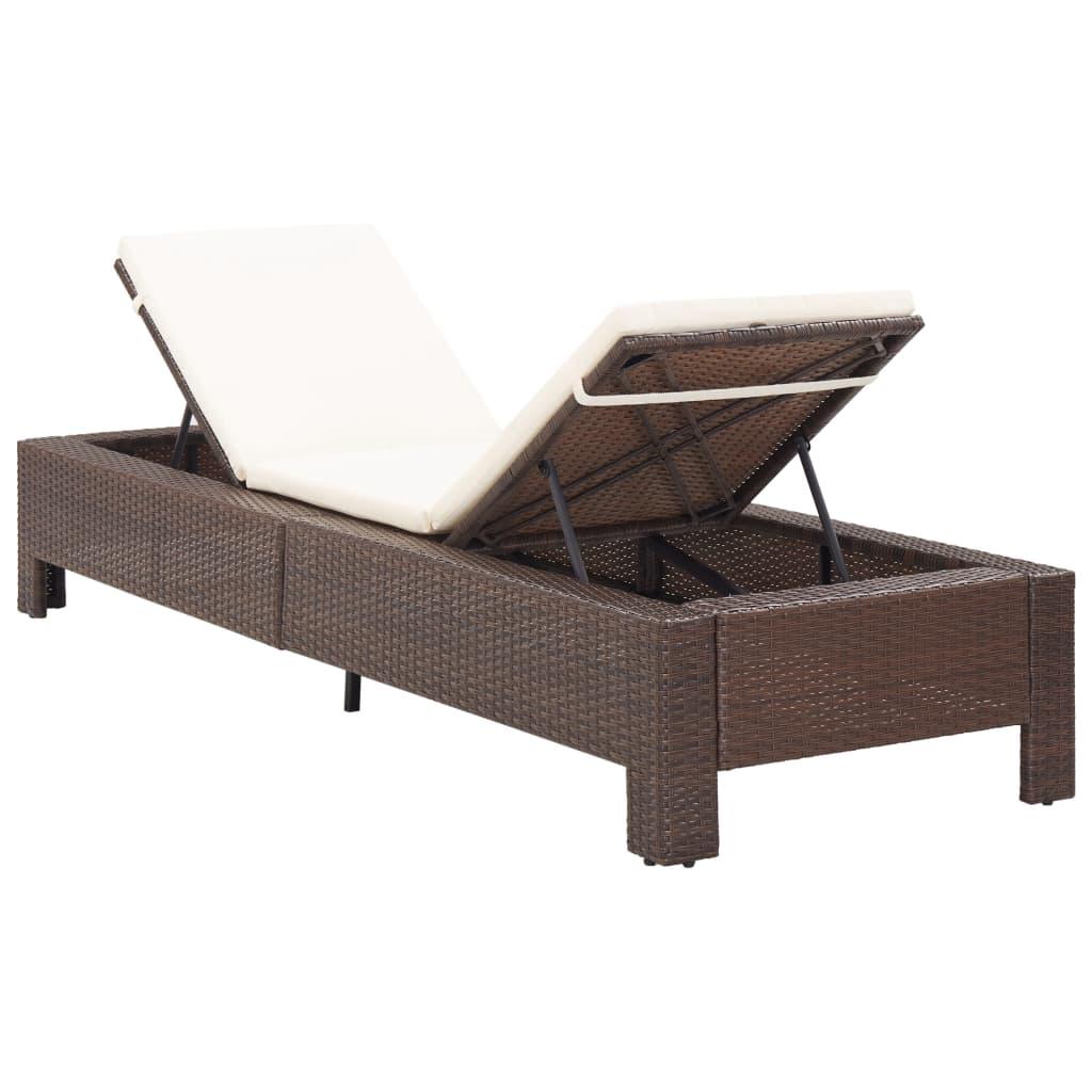 Sunbed with Cushion Brown Poly Rattan at Set Shop and Smile