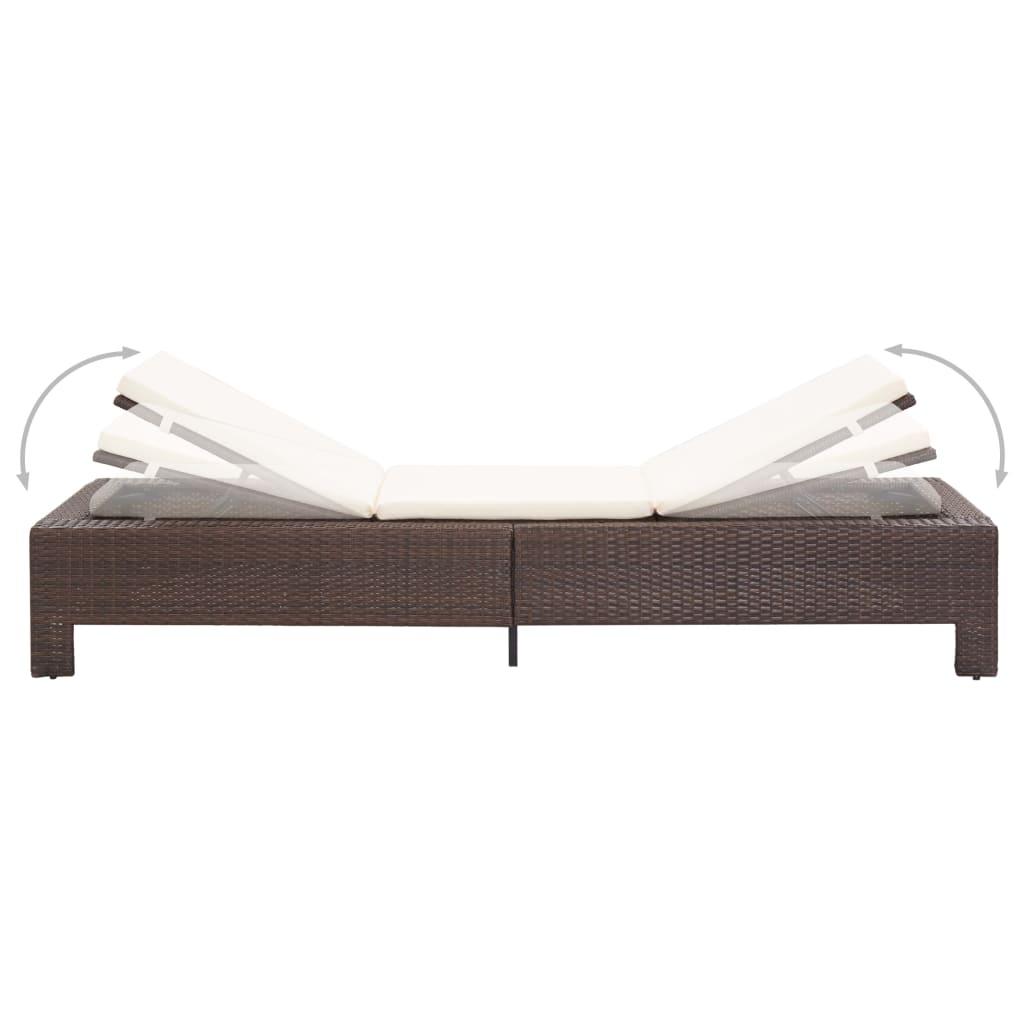 Sunbed with Cushion Brown Poly Rattan at Set Shop and Smile