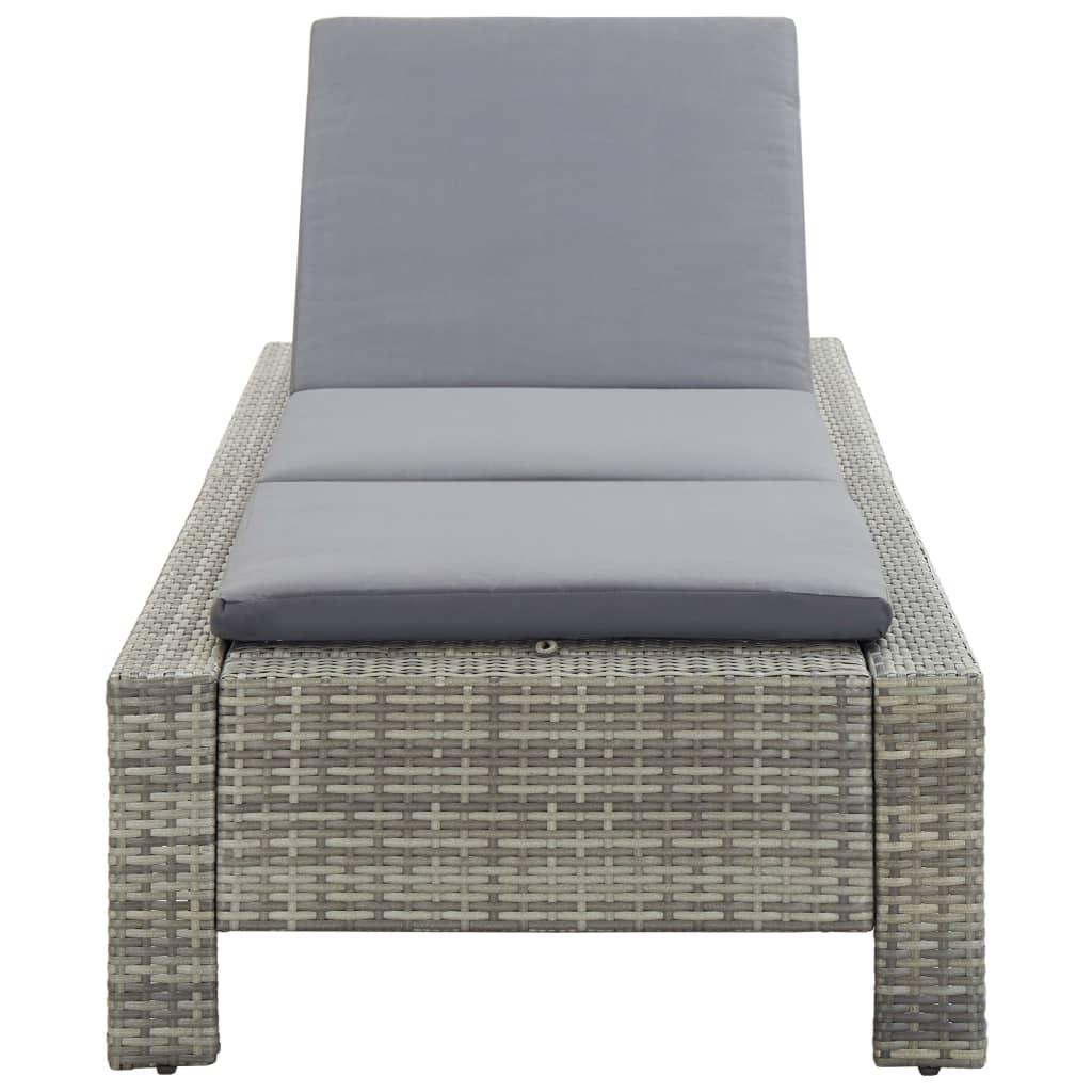 Sunbed with Cushion Gray Poly Rattan at Set Shop and Smile