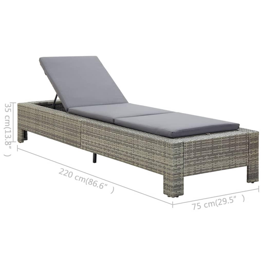 Sunbed with Cushion Gray Poly Rattan at Set Shop and Smile