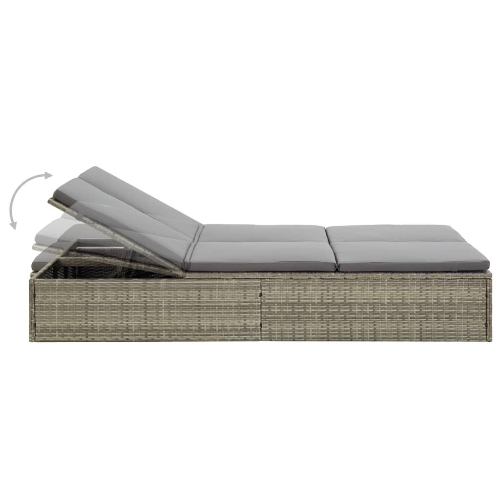 Convertible Sun Bed with Cushion Poly Rattan Gray at Set Shop and Smile