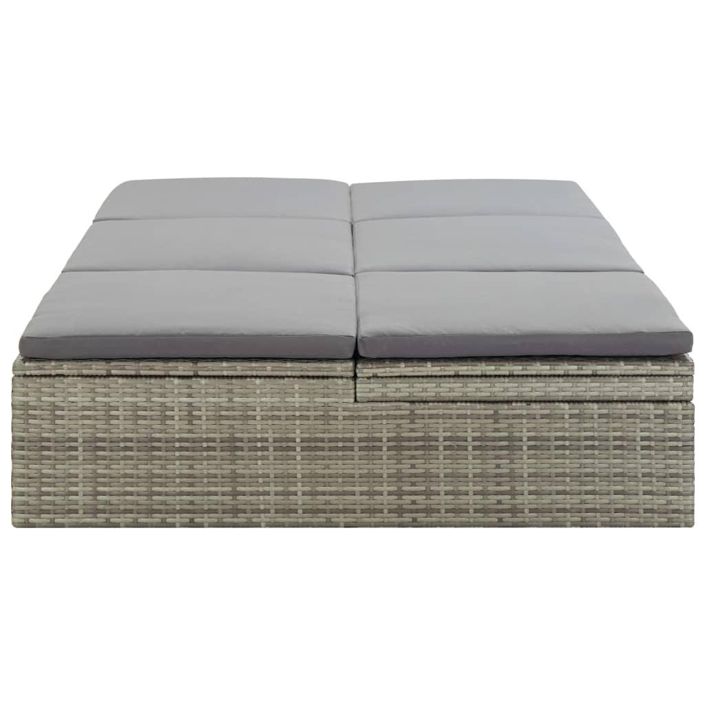 Convertible Sun Bed with Cushion Poly Rattan Gray at Set Shop and Smile