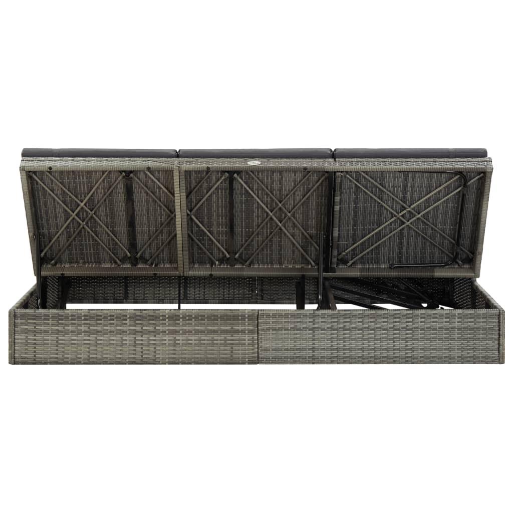 Convertible Sun Bed with Cushion Poly Rattan Gray at Set Shop and Smile