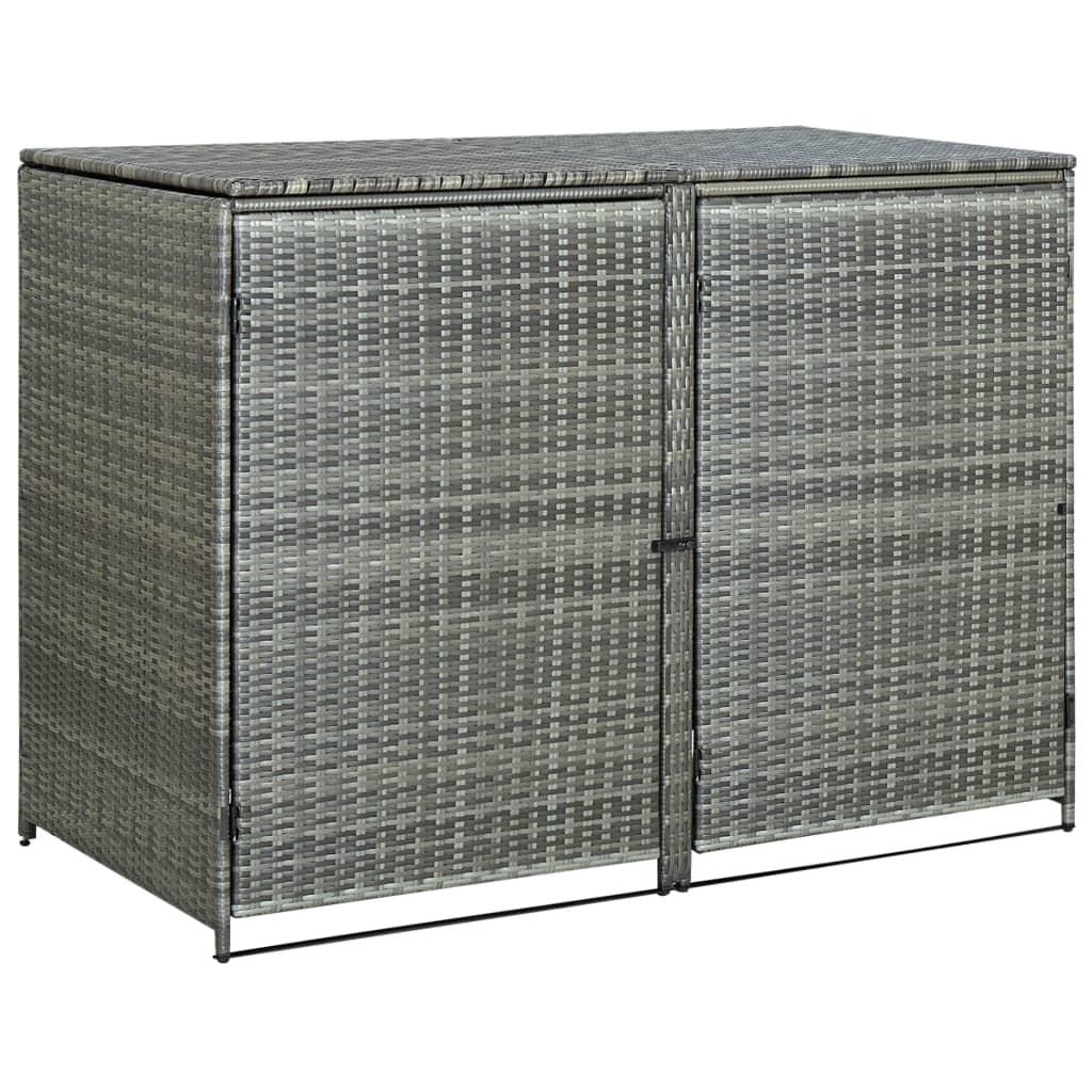 Double Wheelie Bin Shed Poly Rattan Anthracite 58.3"x30.3"x43.7" at Set Shop and Smile