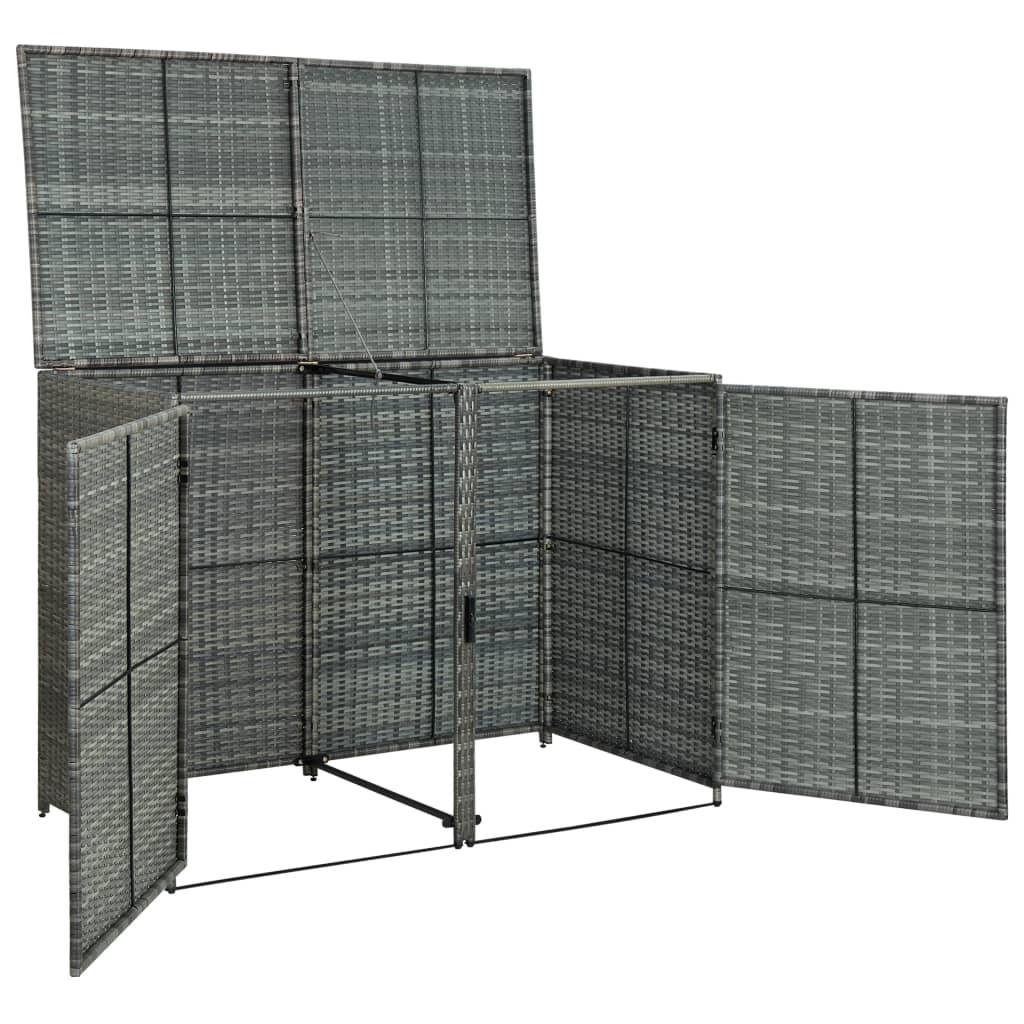 Double Wheelie Bin Shed Poly Rattan Anthracite 58.3"x30.3"x43.7" at Set Shop and Smile