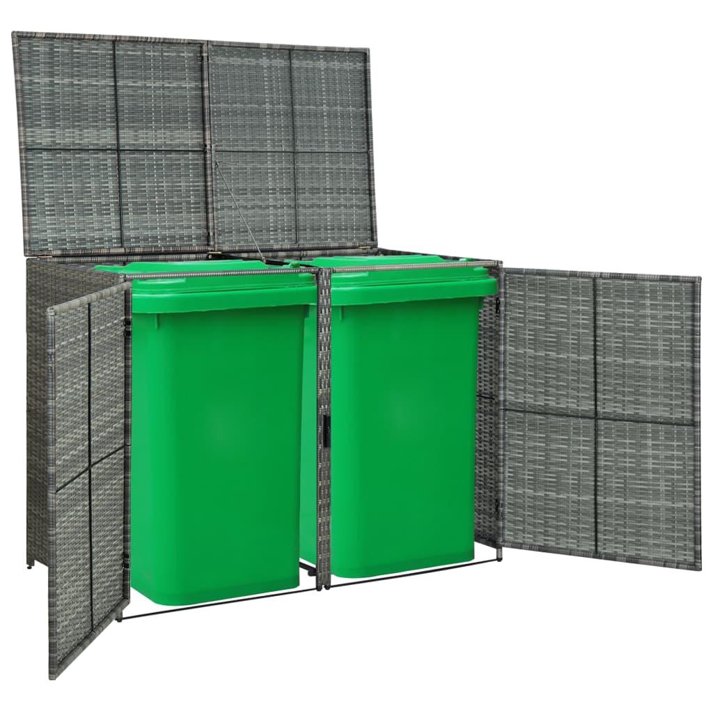 Double Wheelie Bin Shed Poly Rattan Anthracite 58.3"x30.3"x43.7" at Set Shop and Smile