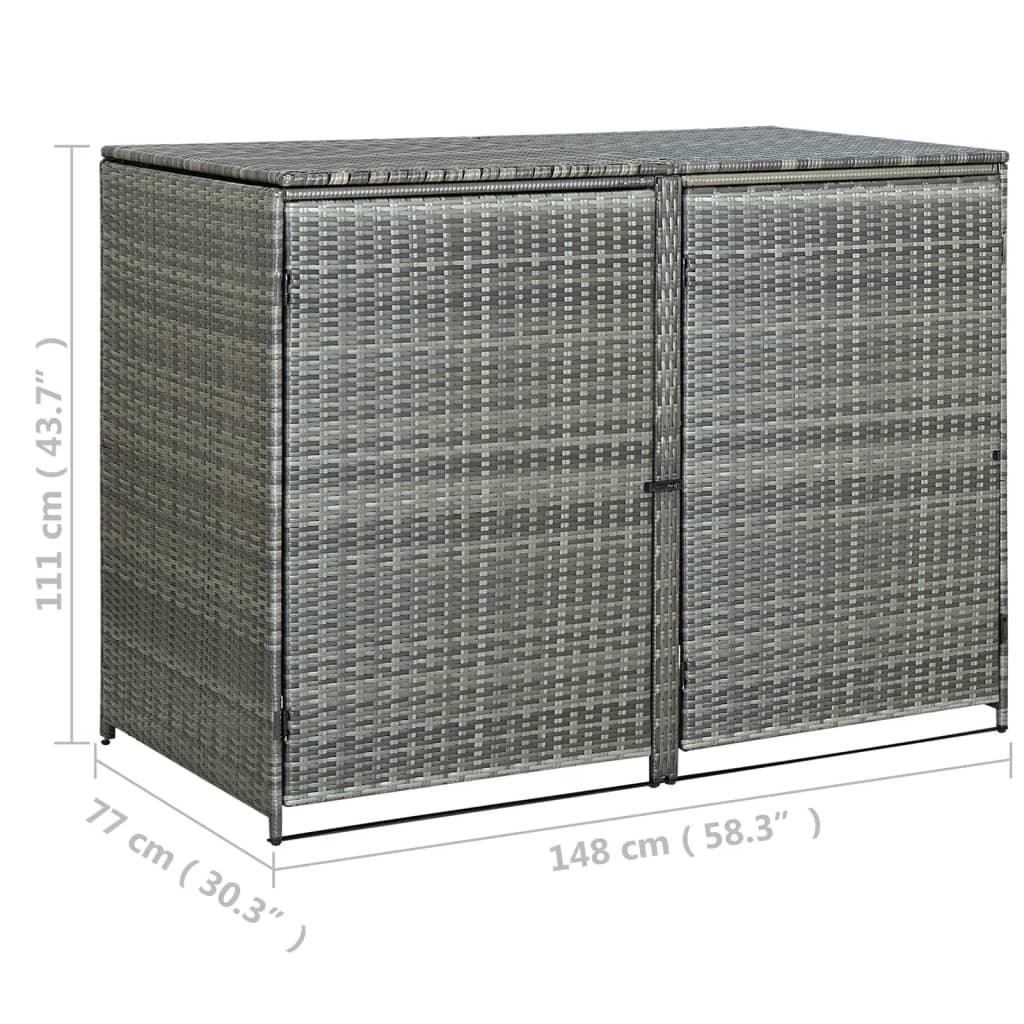 Double Wheelie Bin Shed Poly Rattan Anthracite 58.3"x30.3"x43.7" at Set Shop and Smile