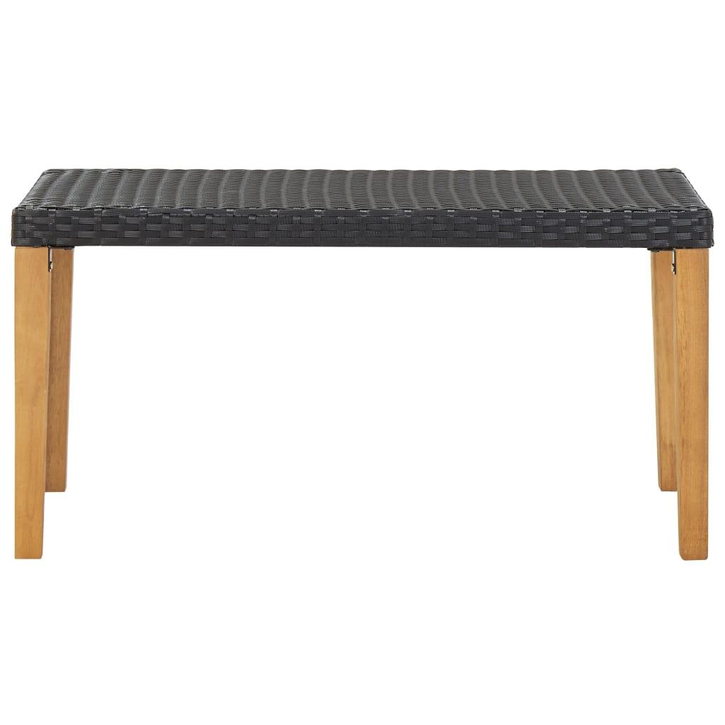 Patio Bench 47.2" Black Poly Rattan and Solid Acacia Wood at Set Shop and Smile