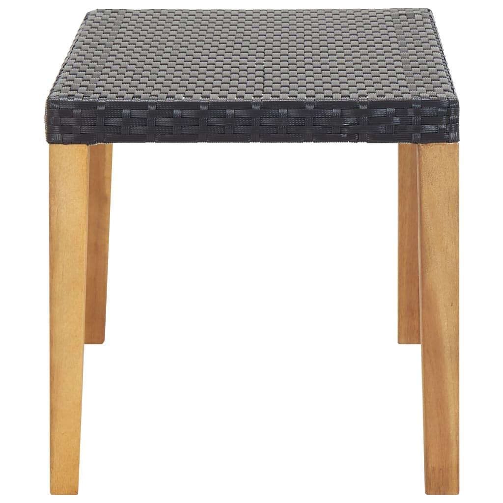 Patio Bench 47.2" Black Poly Rattan and Solid Acacia Wood at Set Shop and Smile