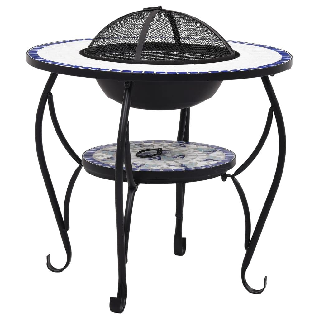 Mosaic Fire Pit Table Blue and White 26.8" Ceramic at Set Shop and Smile