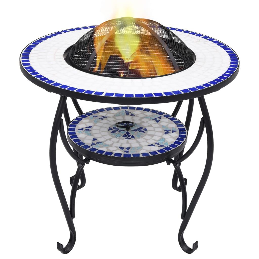 Mosaic Fire Pit Table Blue and White 26.8" Ceramic at Set Shop and Smile