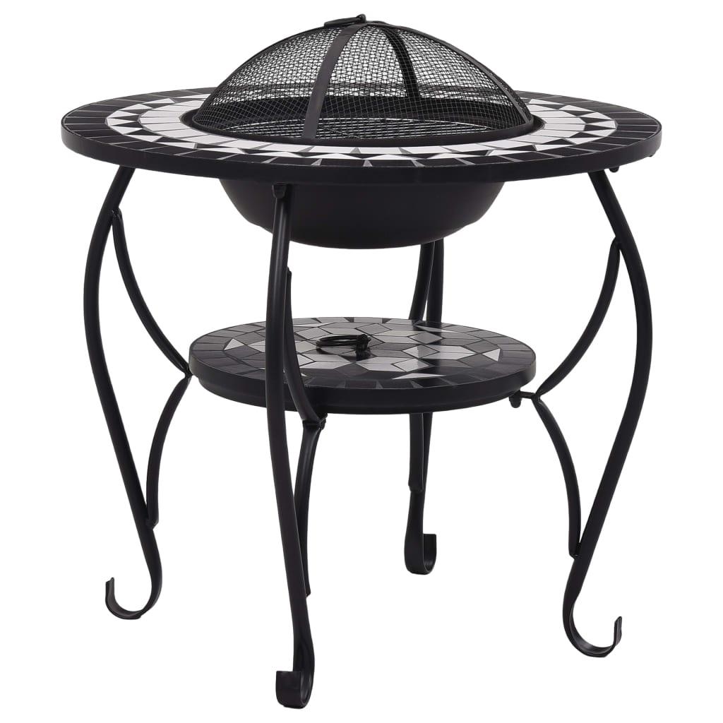 Mosaic Fire Pit Table Black and White 26.8" Ceramic at Set Shop and Smile