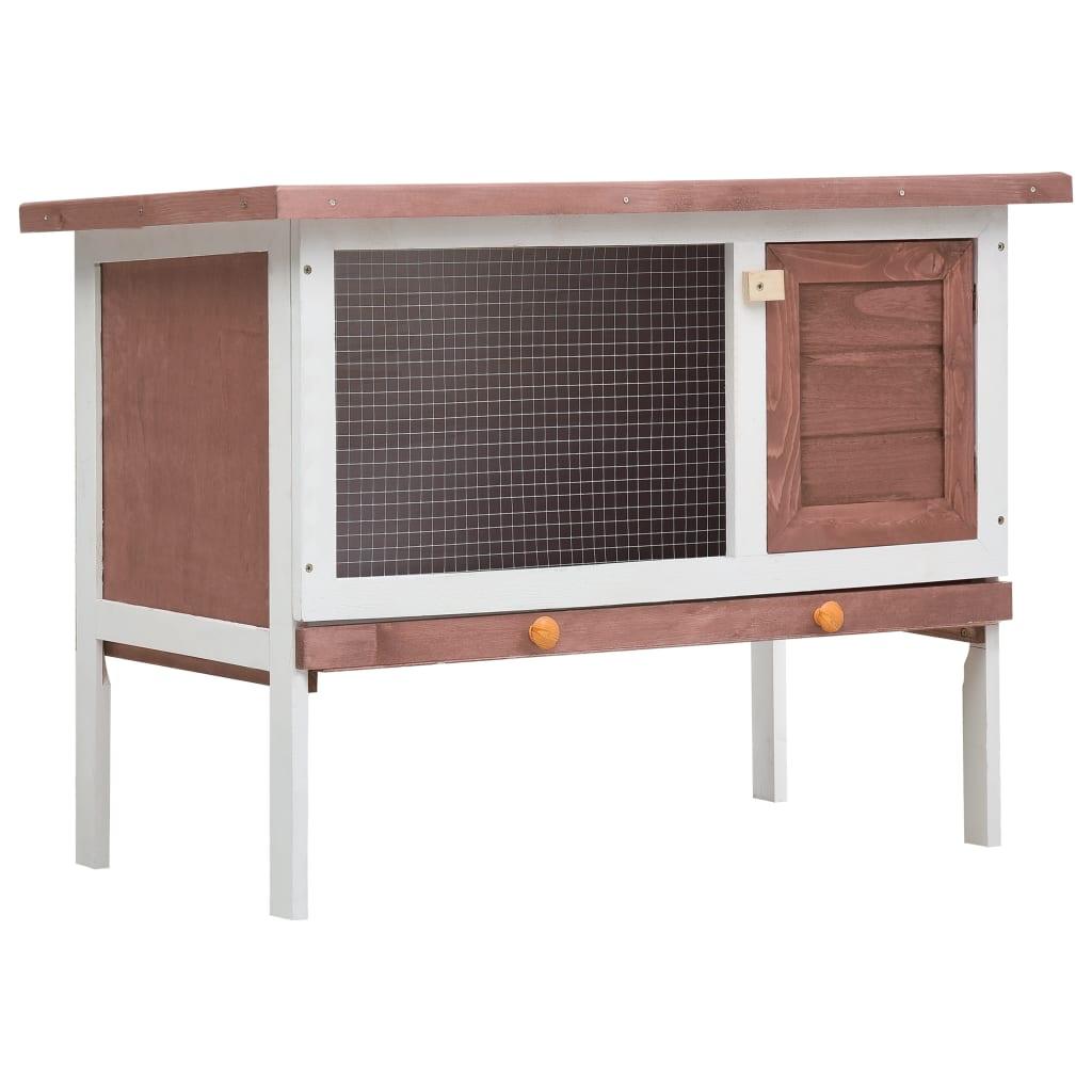Outdoor Rabbit Hutch 1 Layer Brown Wood at Set Shop and Smile