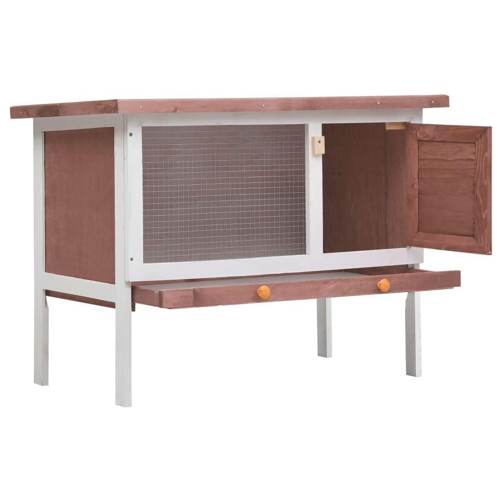 Outdoor Rabbit Hutch 1 Layer Brown Wood at Set Shop and Smile
