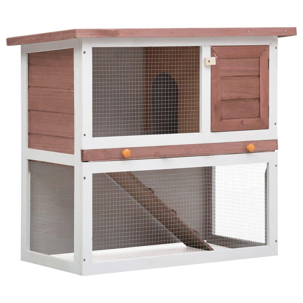 Outdoor Rabbit Hutch 1 Door Brown Wood at Set Shop and Smile