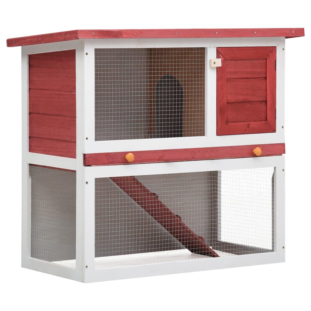 Outdoor Rabbit Hutch 1 Door Red Wood at Set Shop and Smile