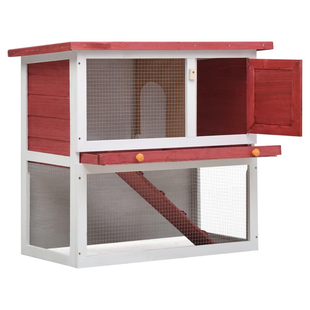 Outdoor Rabbit Hutch 1 Door Red Wood at Set Shop and Smile
