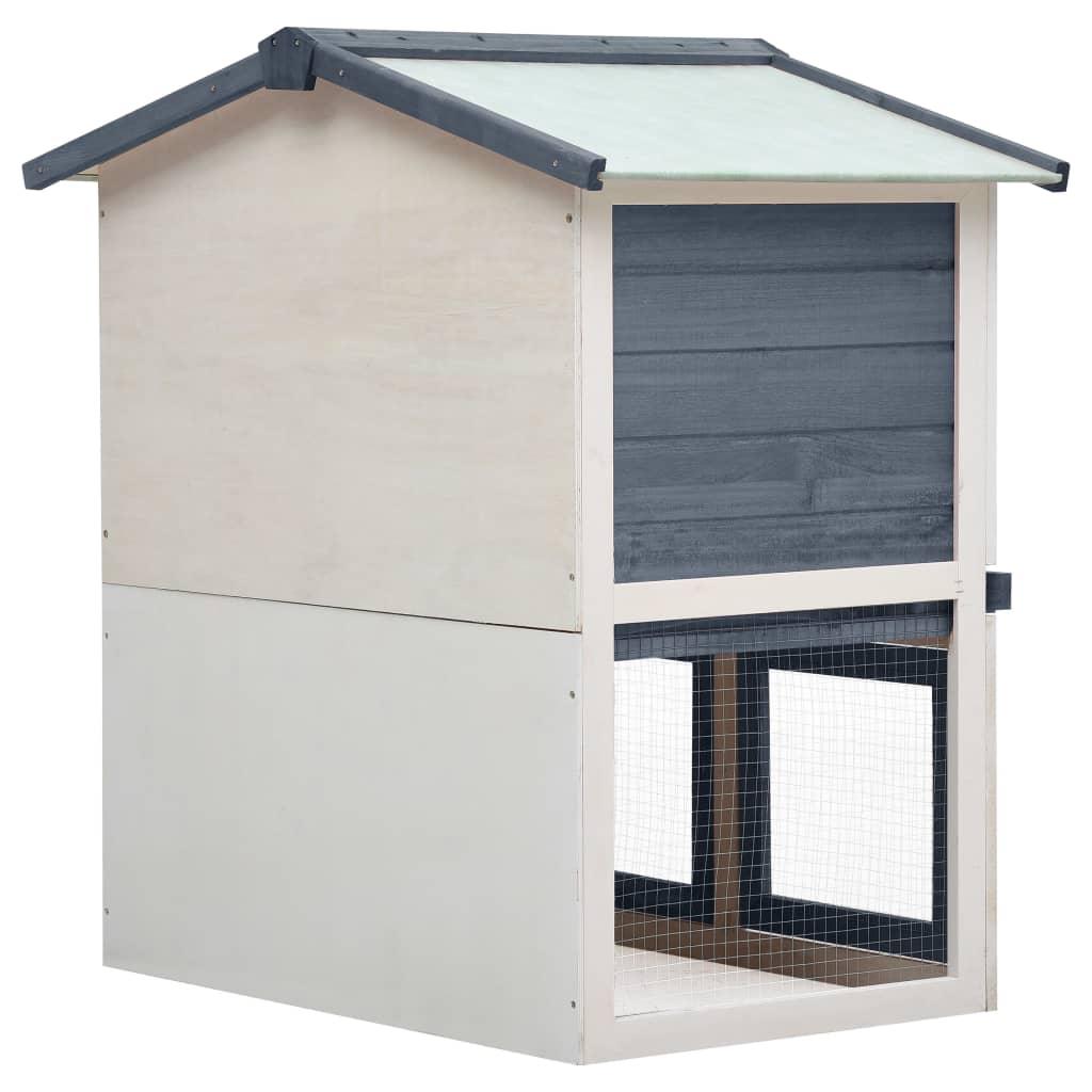 Outdoor Rabbit Hutch 3 Doors Gray Wood at Set Shop and Smile