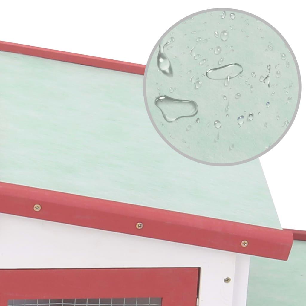 Outdoor Large Rabbit Hutch Red and White 80.3"x17.7"x33.5" Wood at Set Shop and Smile