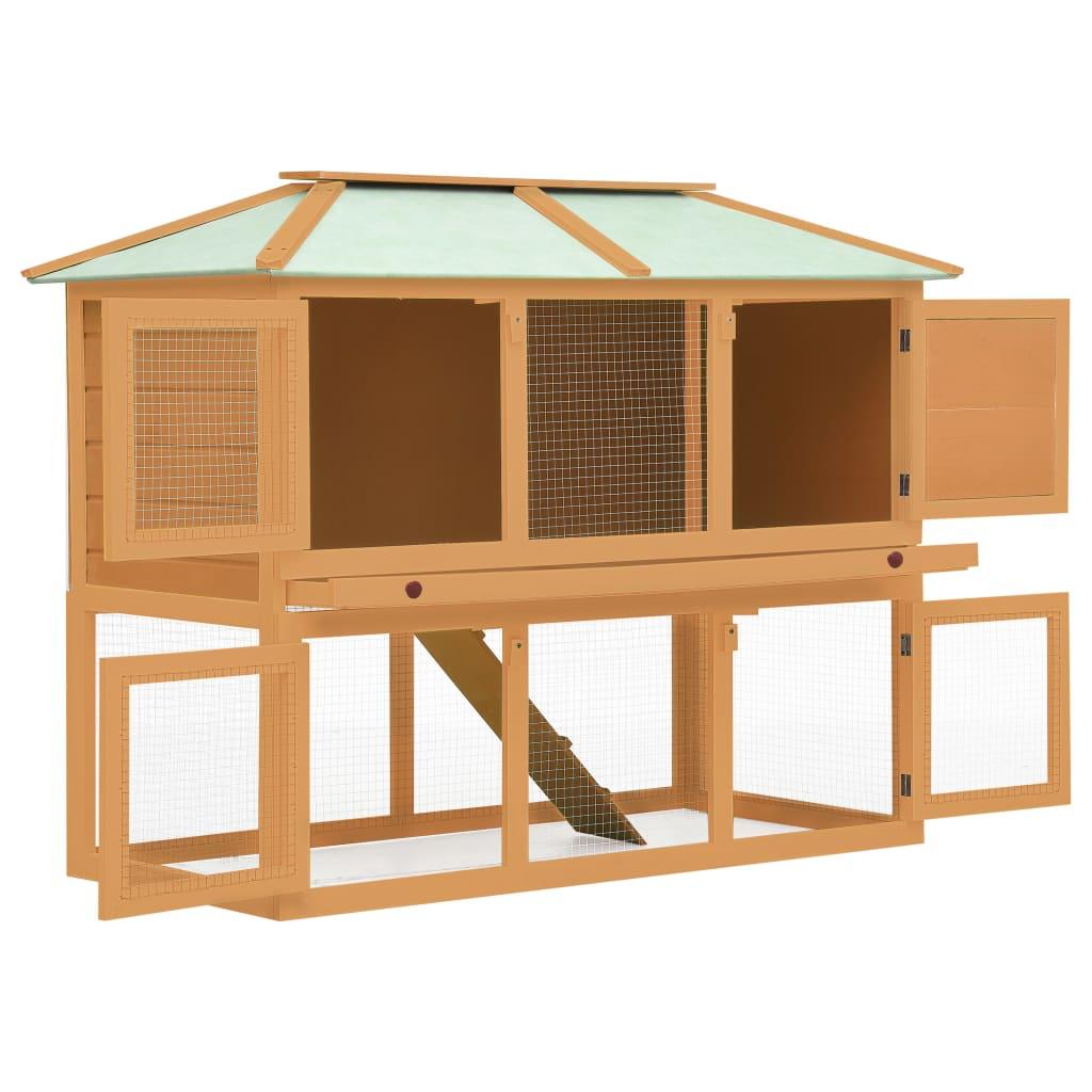 Animal Rabbit Cage Double Floor Wood at Set Shop and Smile