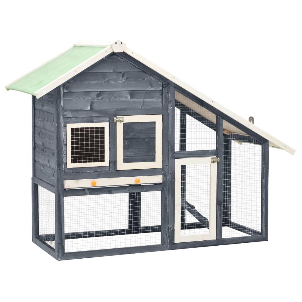 Rabbit Hutch Gray and White 55.1"x24.8"x47.2" Solid Firwood at Set Shop and Smile
