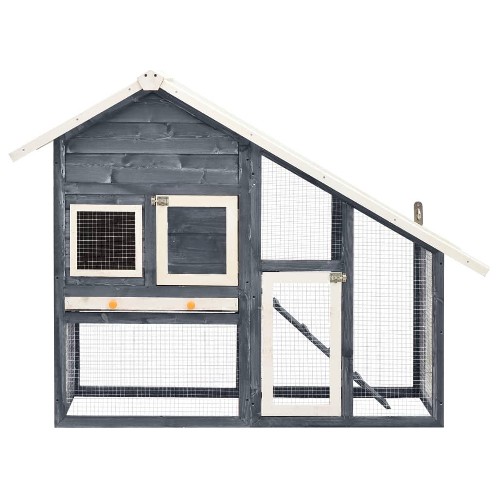 Rabbit Hutch Gray and White 55.1"x24.8"x47.2" Solid Firwood at Set Shop and Smile