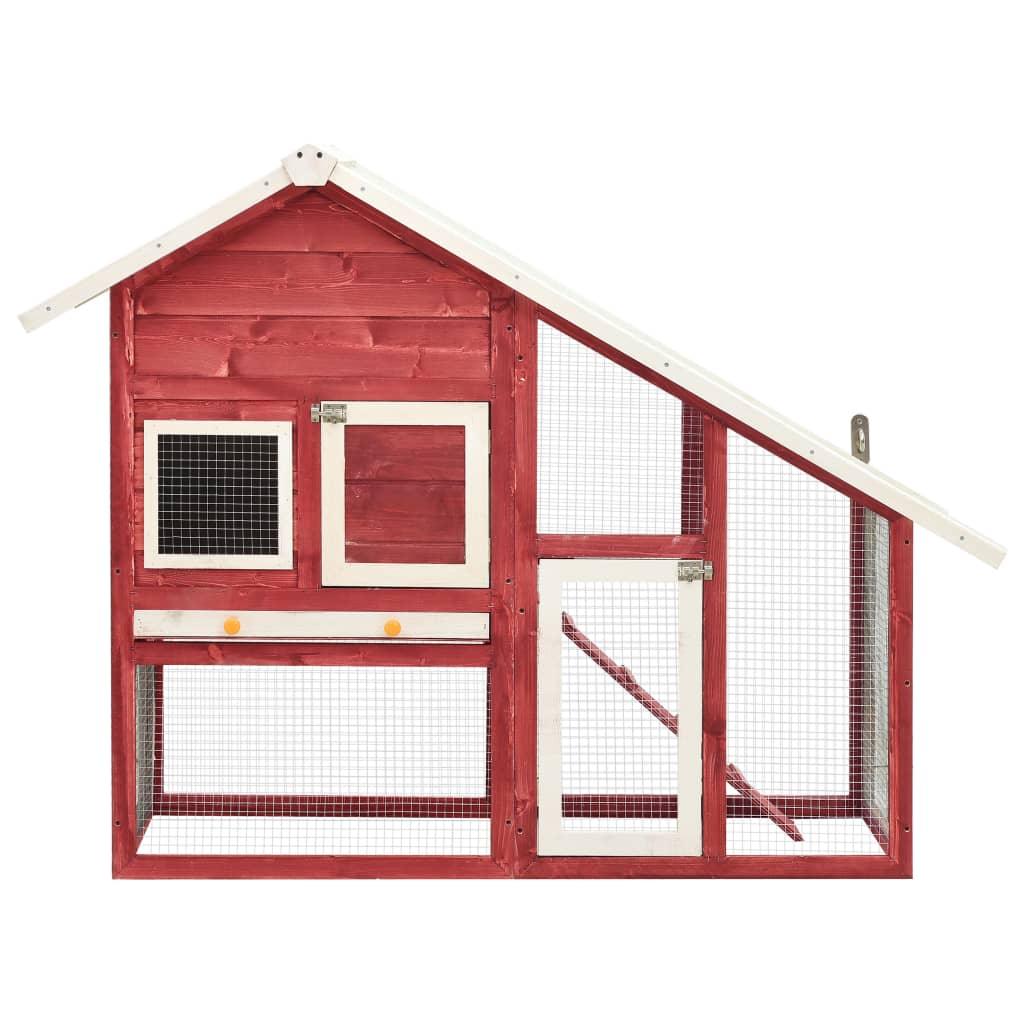 Rabbit Hutch Red and White 55.1"x24.8"x47.2" Solid Firwood at Set Shop and Smile