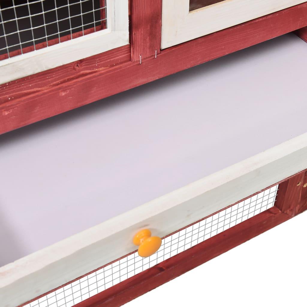 Rabbit Hutch Red and White 55.1"x24.8"x47.2" Solid Firwood at Set Shop and Smile