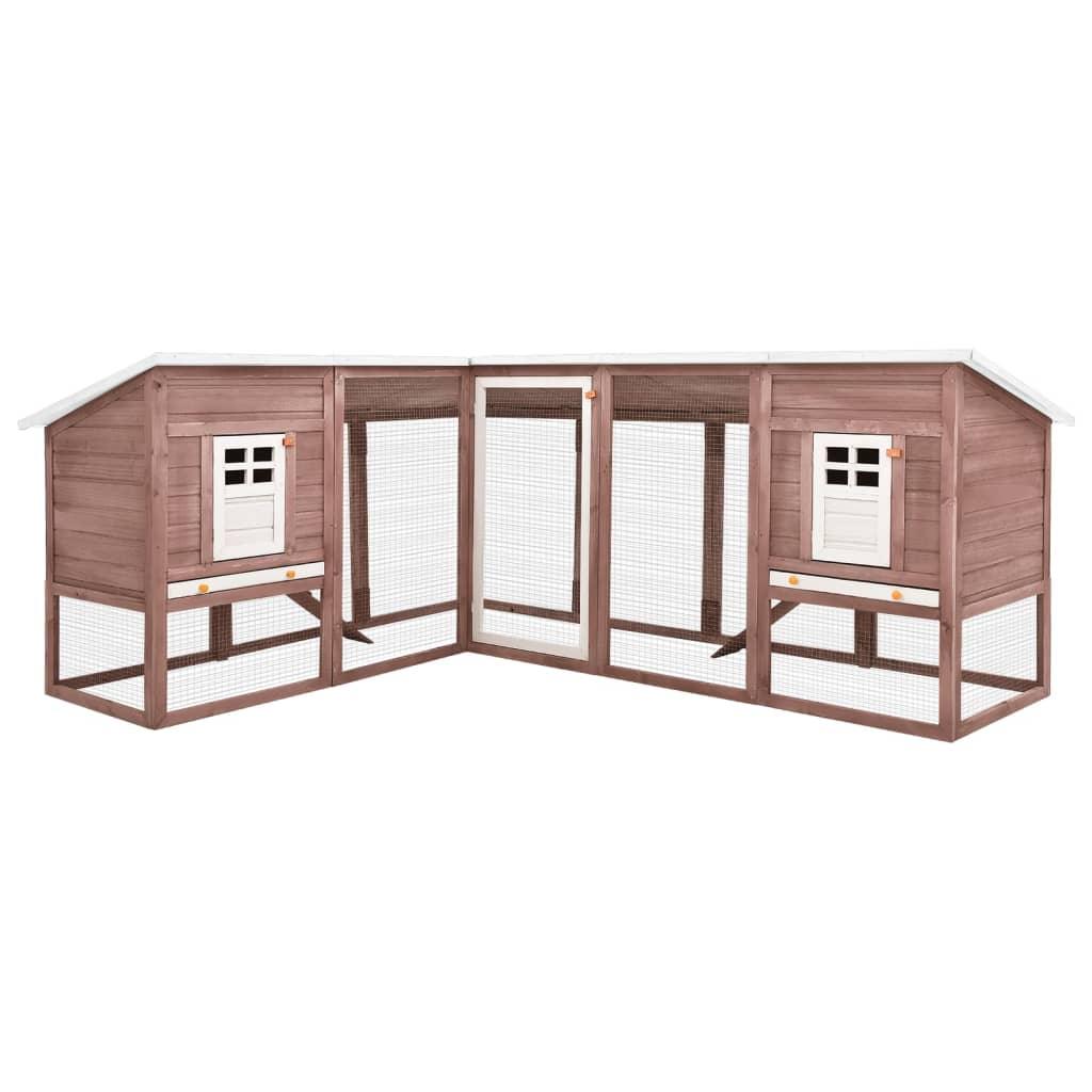 Outdoor Rabbit Hutch with Run Mocca and White Solid Fir Wood at Set Shop and Smile