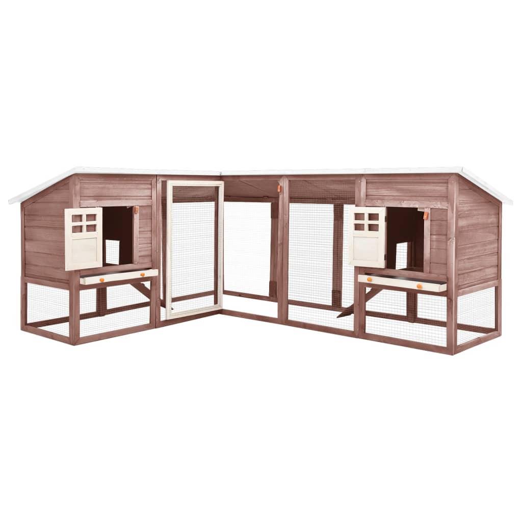 Outdoor Rabbit Hutch with Run Mocca and White Solid Fir Wood at Set Shop and Smile