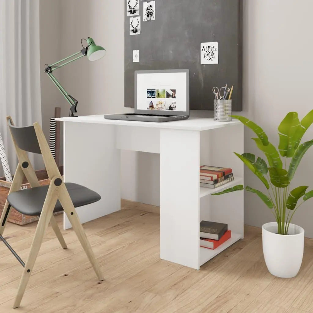 Desk White 43.3"x23.6"x28.7" Engineered Wood at Set Shop and Smile