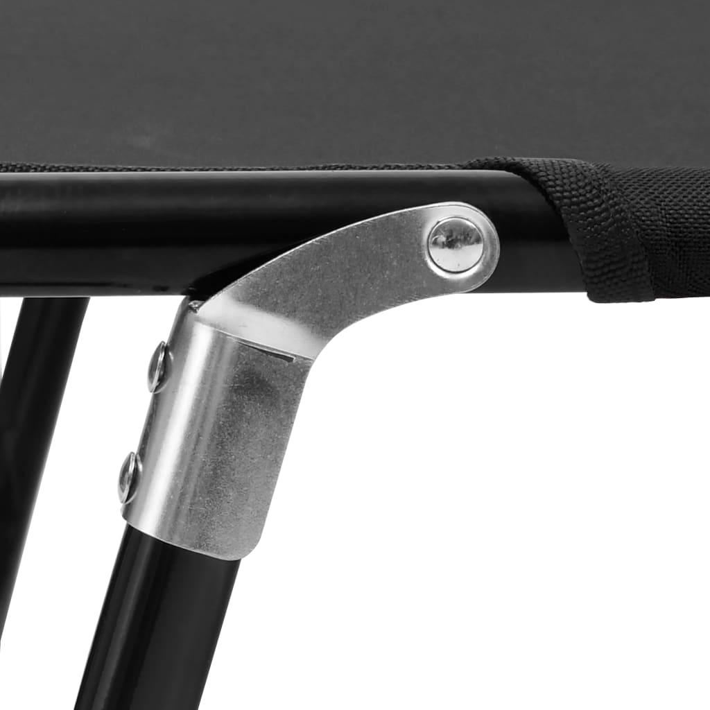 Folding Sun Lounger Black Steel at Set Shop and Smile