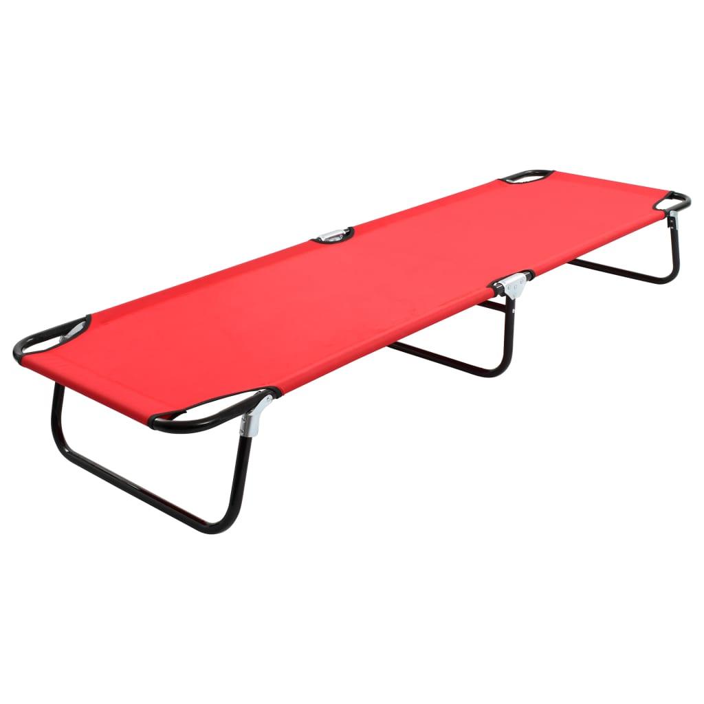 Folding Sun Lounger Red Steel at Set Shop and Smile