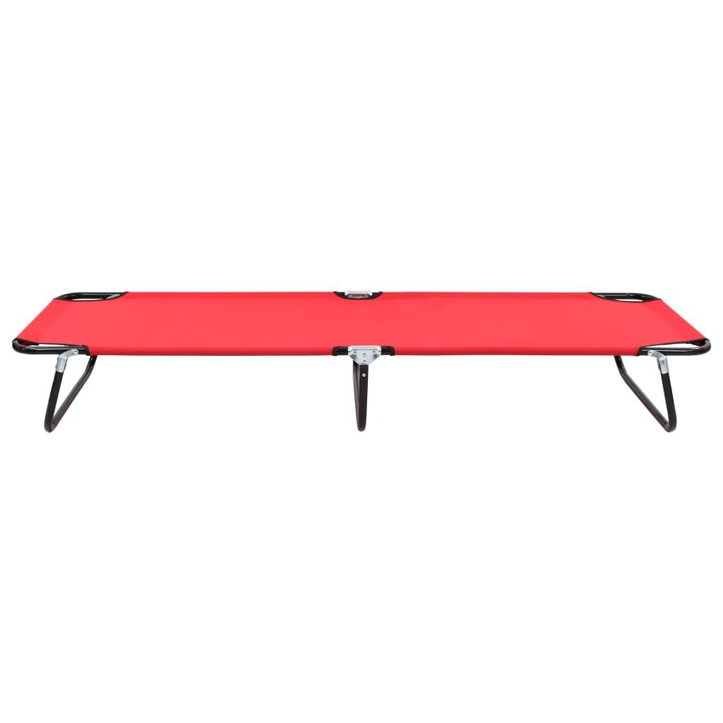 Folding Sun Lounger Red Steel at Set Shop and Smile