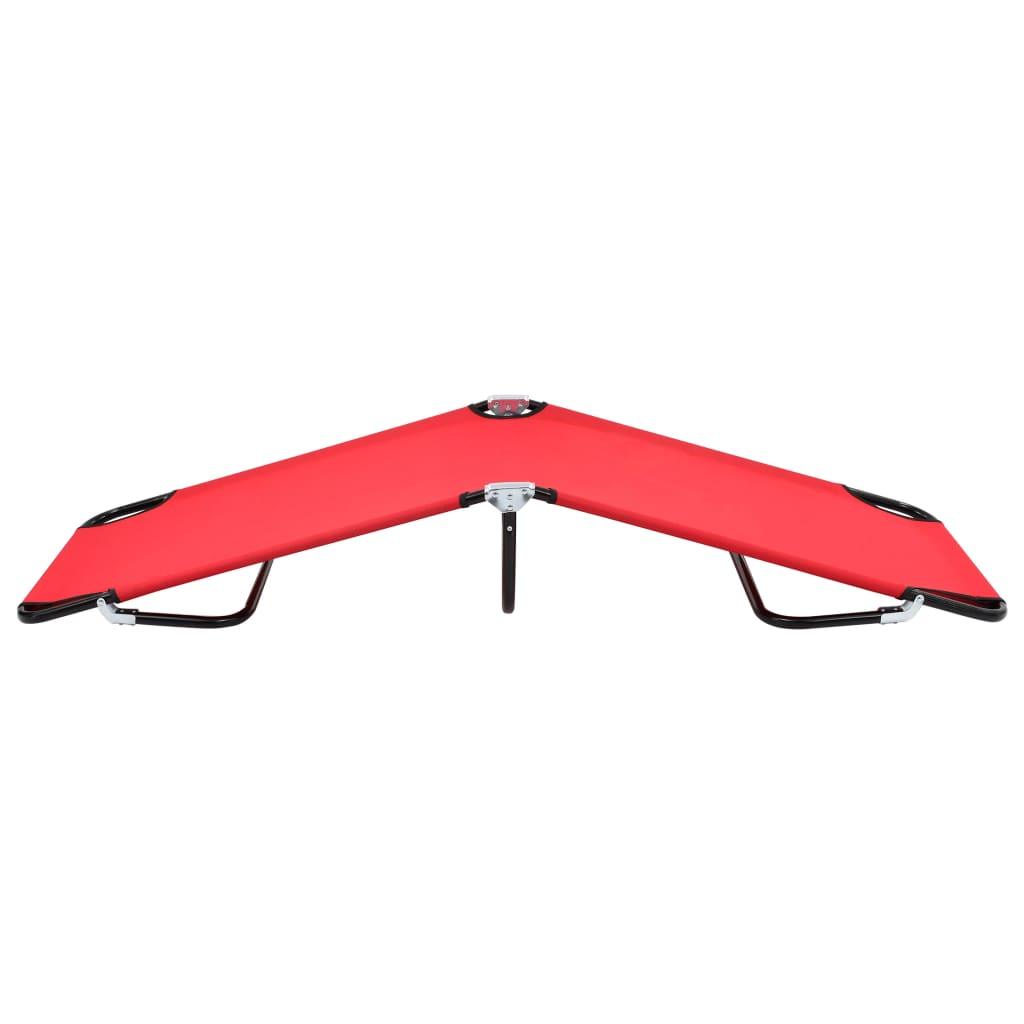 Folding Sun Lounger Red Steel at Set Shop and Smile