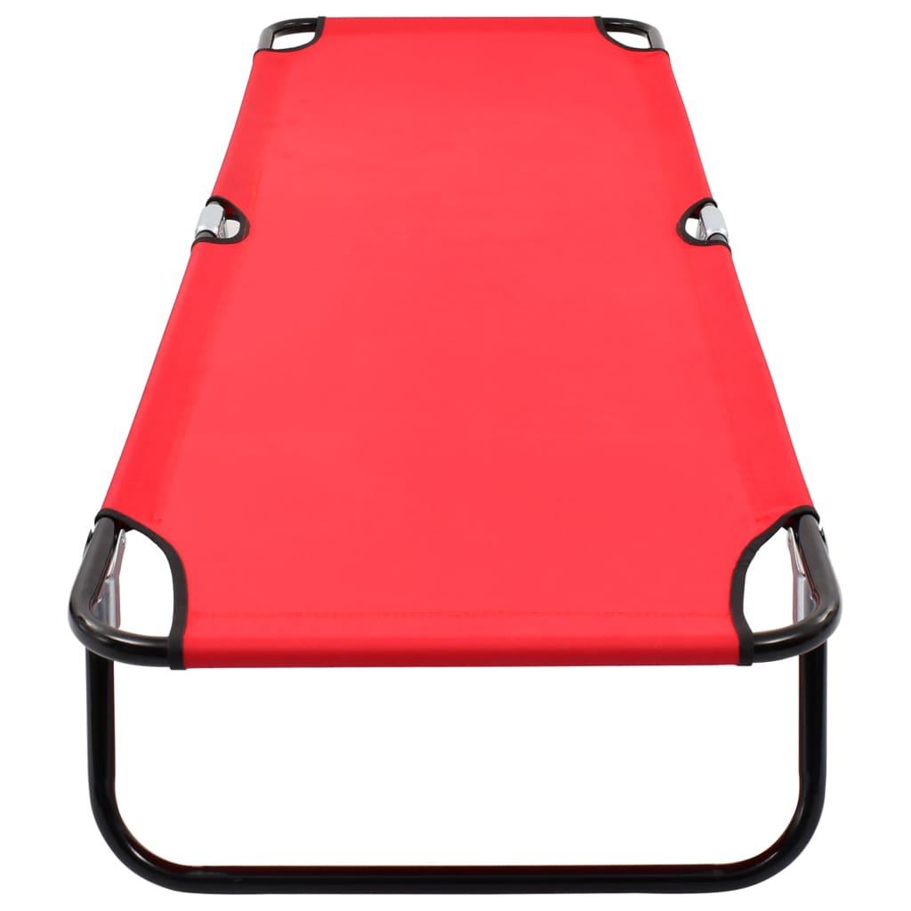 Folding Sun Lounger Red Steel at Set Shop and Smile