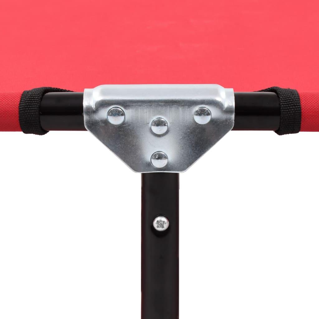 Folding Sun Lounger Red Steel at Set Shop and Smile