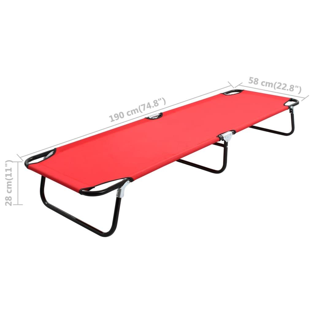 Folding Sun Lounger Red Steel at Set Shop and Smile