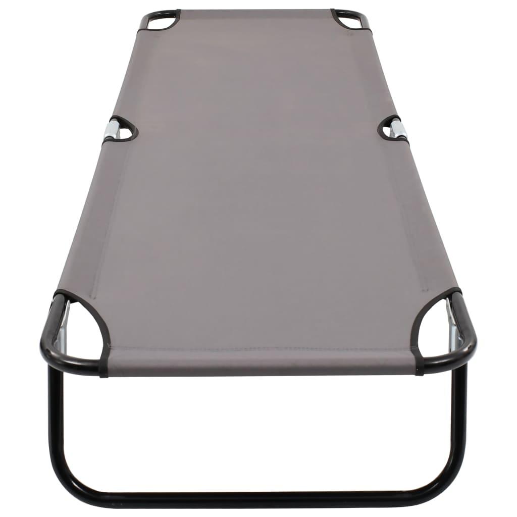 Folding Sun Lounger Gray Steel at Set Shop and Smile
