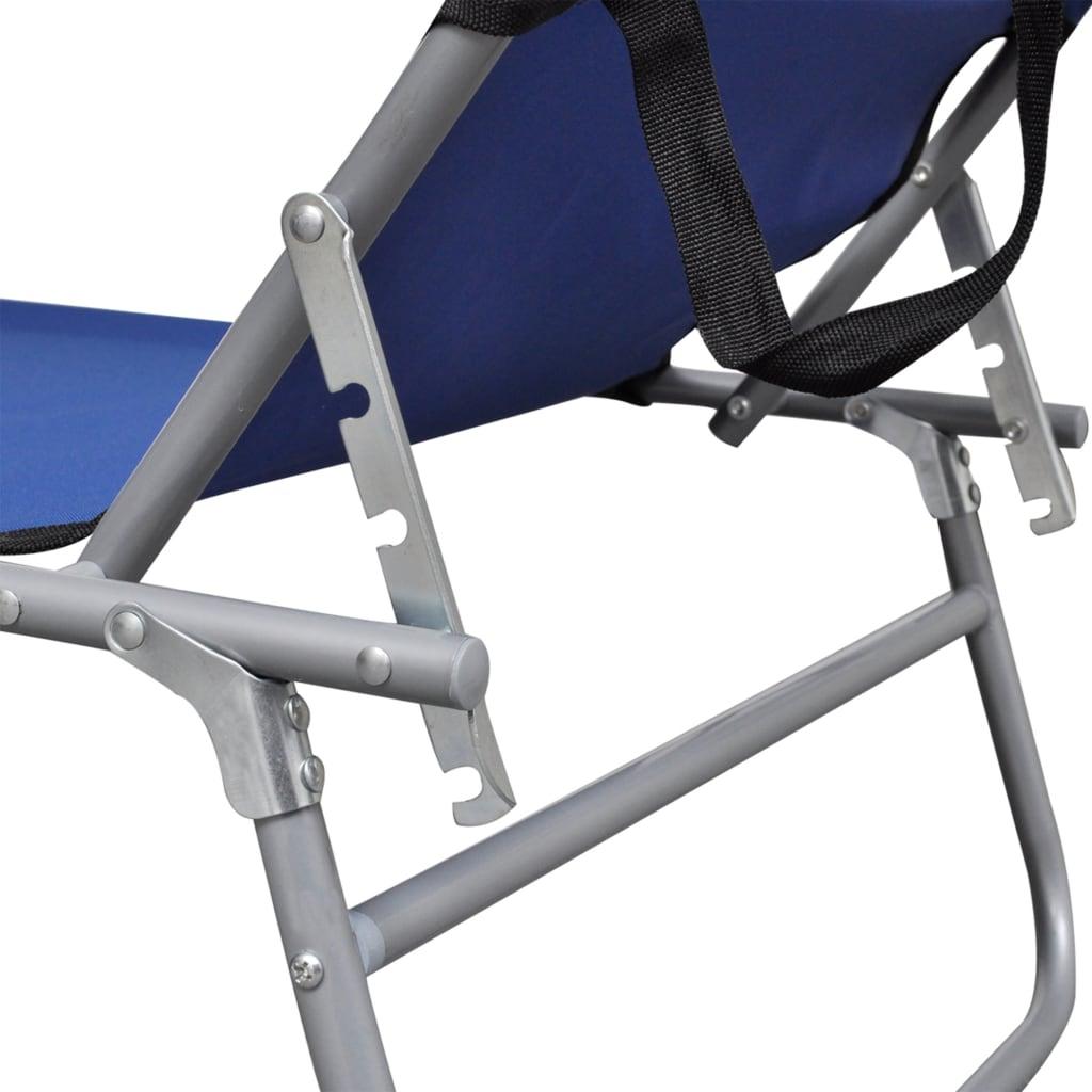 Folding Sun Lounger with Canopy Blue Aluminum at Set Shop and Smile