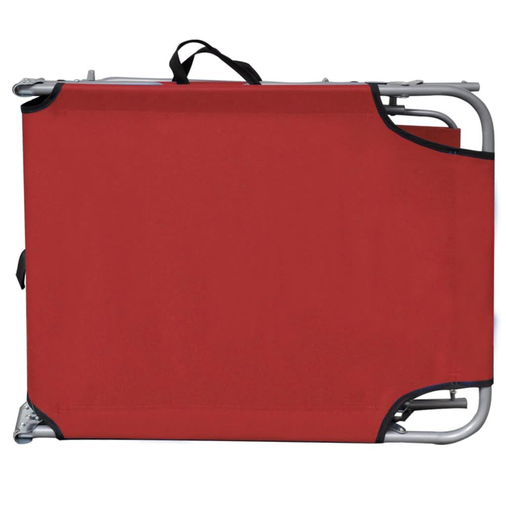 Folding Sun Lounger with Canopy Red Aluminum at Set Shop and Smile