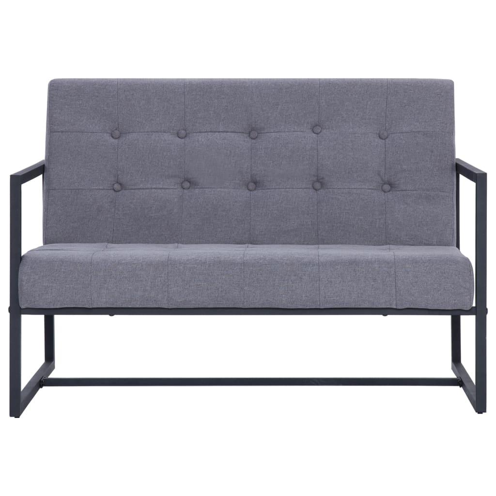 2-Seater Sofa with Armrests Light Gray Steel and Fabric at Set Shop and Smile